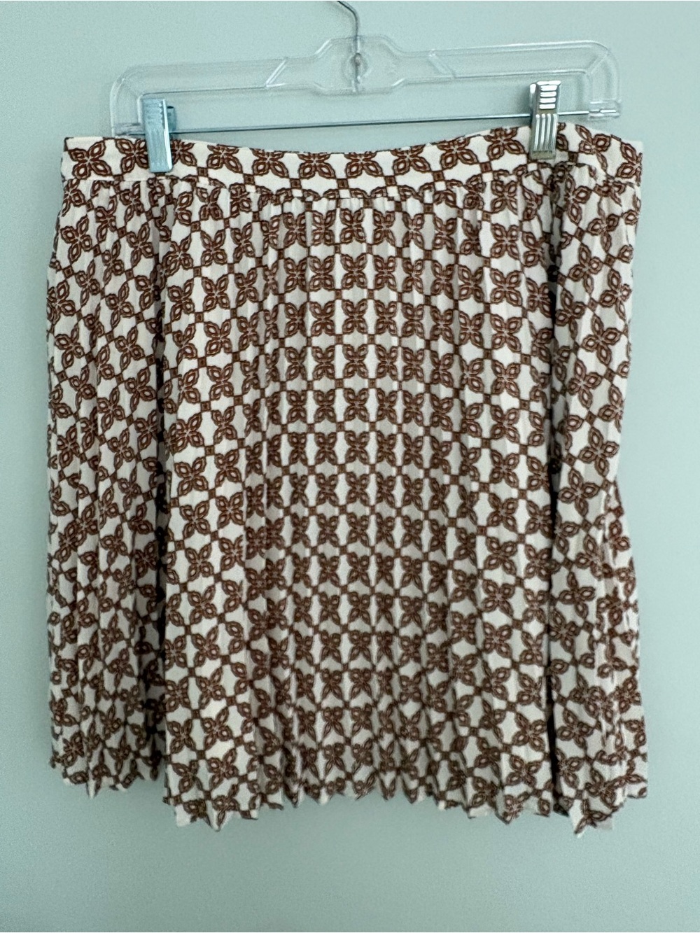 J Crew Brown Pattern Pleated Skirt